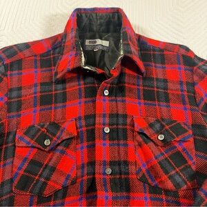 VIP Flannel Shirt Men’s Medium Plaid Red Black‎ Blue 100% Acrylic FUC